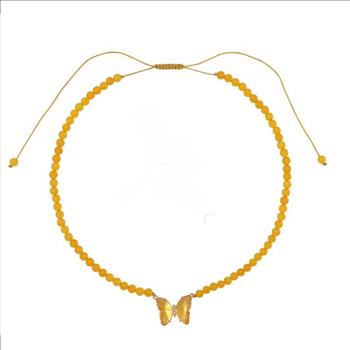 No Reserve Yellow Quartzite Buttlerfly Necklace