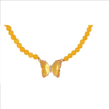 No Reserve Yellow Quartzite Buttlerfly Necklace