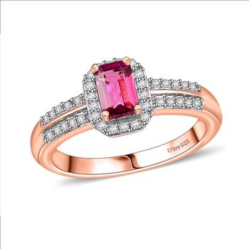 No Reserve Natural Red Emerald Bixbite & Zircon Ring Size 6