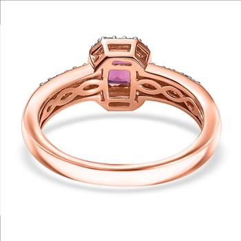 No Reserve Natural Red Emerald Bixbite & Zircon Ring Size 6