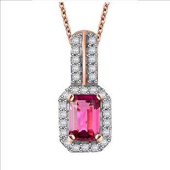 No Reserve Natural Red Emerald Bixbite & Zircon Pendant & Chain Necklace