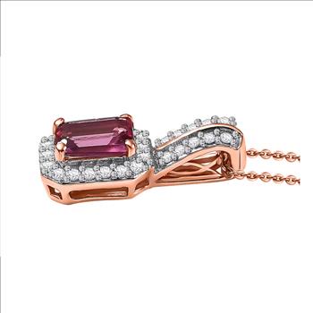 No Reserve Natural Red Emerald Bixbite & Zircon Pendant & Chain Necklace