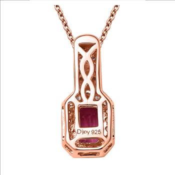 No Reserve Natural Red Emerald Bixbite & Zircon Pendant & Chain Necklace