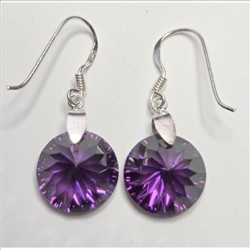 No Reserve Natural Amethyst Dangle Earrings