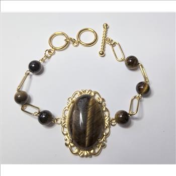 No Reserve Natural Tigers Eye Toggle Bracelet
