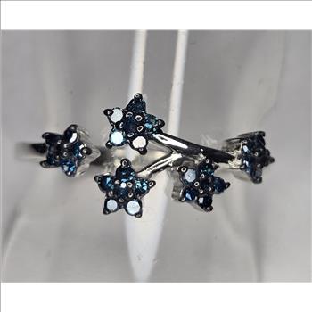 NO RESERVE .25 ct Natural Blue Diamond Ring Size 8