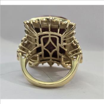 No Reserve Natural Norwegian Thulite & Chrome Diopside Ring Size 9