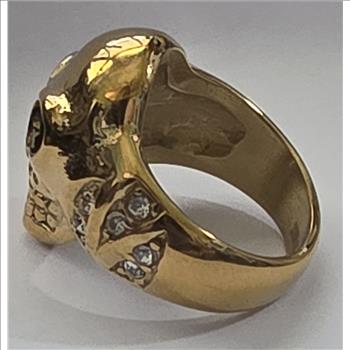 No Reserve Simulated Diamond Skull Ring Size 6