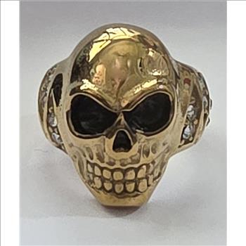 No Reserve Simulated Diamond Skull Ring Size 8