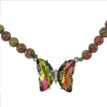 No Reserve Rainbow Mystic Quartz Unakite Necklace