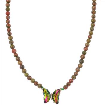 No Reserve Rainbow Mystic Quartz Unakite Necklace