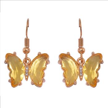 No Reserve Yellow Quartzite Buttlerfly Earrings