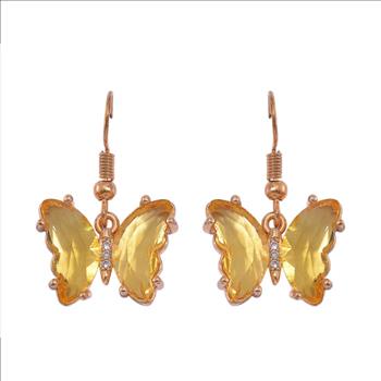 No Reserve Yellow Quartzite Buttlerfly Earrings