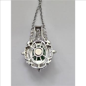 No Reserve Natural Jade Pendant & Chain Necklace