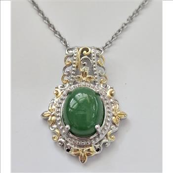 No Reserve Natural Jade Pendant & Chain Necklace