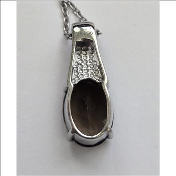No Reserve Natural Smoky Quartz Pendant & Chain Necklace