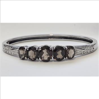No Reserve Natural Smoky Quartz Bangle Bracelet