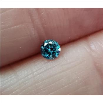 No Reserve .18 ct Natural Blue Diamond Round Cut Loose Gemstone