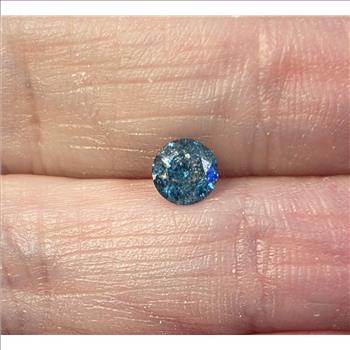 No Reserve .49 ct Natural Blue Diamond Round Cut Loose Gemstone