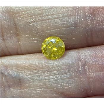 No Reserve .75 ct Natural Yellow Diamond Round Cut Loose Gemstone