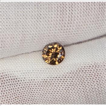 No Reserve .57 ct Natural Champagne Diamond Round Cut Loose Gemstone
