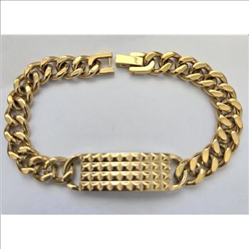 No Reserve 18k/ 316L Stainless Dog Tag Bracelet