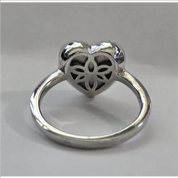 No Reserve Emerald & Zircon Heart Ring Size 8