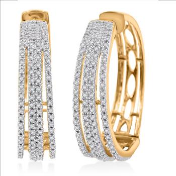 No Reserve 1.01 ct Natural Diamond Hoop Earrings