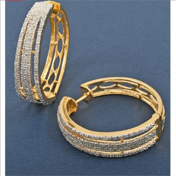 No Reserve 1.01 ct Natural Diamond Hoop Earrings