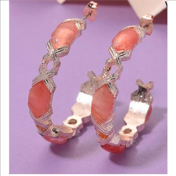 No Reserve Natural Cherry Quartz Hoop Earrings