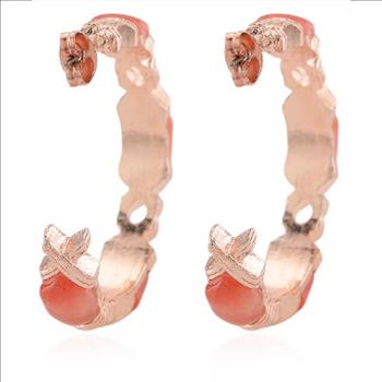 No Reserve Natural Cherry Quartz Hoop Earrings