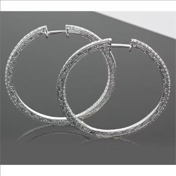 No Reserve 1.32 ct Natural Diamond Inside Out Hoop Earrings