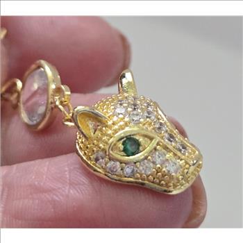 No Resrve Emerald Lion Dangle Earrings