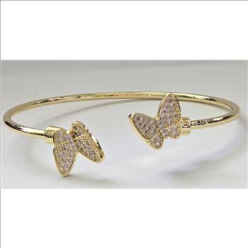 No Resrve Simulated Diamond Butterfly Cuff  Bracelet