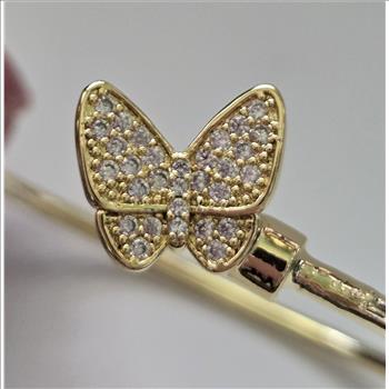 No Resrve Simulated Diamond Butterfly Cuff  Bracelet