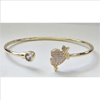No Resrve Simulated Diamond Heart Cuff  Bracelet