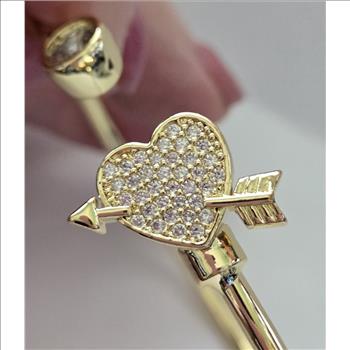 No Resrve Simulated Diamond Heart Cuff  Bracelet