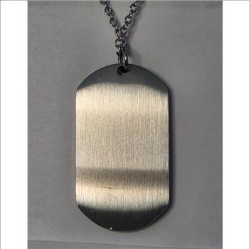 No Reserve Stainless Steel Textured Dog Tag Necklace