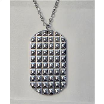 No Reserve Stainless Steel Textured Dog Tag Necklace