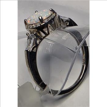 No Reserve  Opal & Zircm Ring Size 6