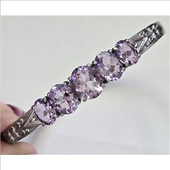 No Reserve Natural Amethyst Bangle Bracelet