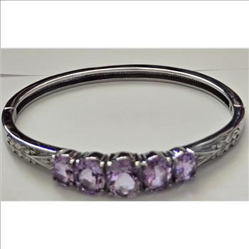No Reserve Natural Amethyst Bangle Bracelet