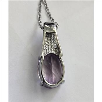 No Reserve Natural Amethyst Pendant & Chain Necklace