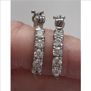 No Reserve Simulatedf Diamond Hoop Earrings