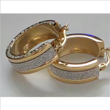 No Reserve Simulated Diamondn 2 Tone Hoop Earrings