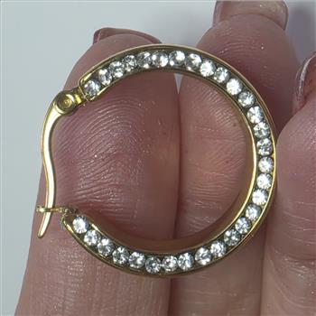 No Reserve Simulated Diamondn 2 Tone Hoop Earrings