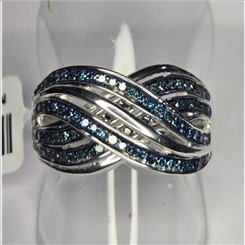 No Reserve .53 ct Natural Blue Diamond Ring Size 7