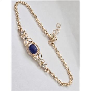 No Reserve Natural Lapis Lazuli & Austrian Crystal Bracelet