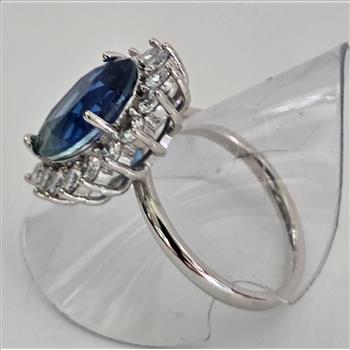 No Reserve Bi Color Quartz Blue & Green Ring Size 7
