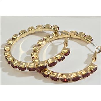 No Reserve Ruby Hoop Earrings